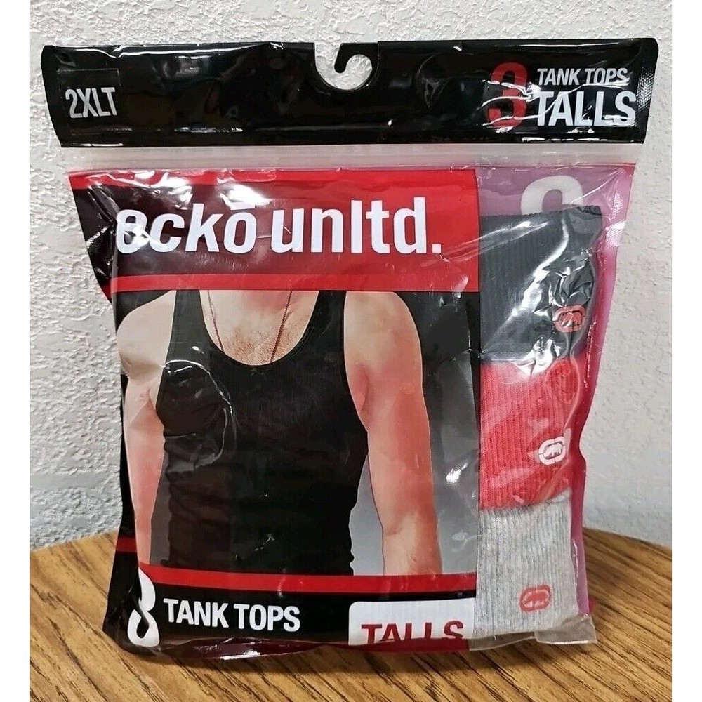 Ecko Unltd Tank Tops Men's 3 Pack 2 XLT Multicolored Cotton Black Gray Red